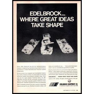 1971 Edelbrock Equipment Performance Parts Vintage Print Ad Man Cave Wall Art